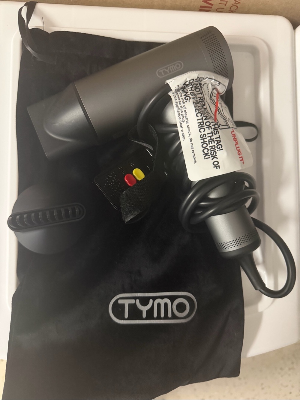 TYMO Matte Gray Travel Hair Dryer with Concentrator Nozzle - Gray